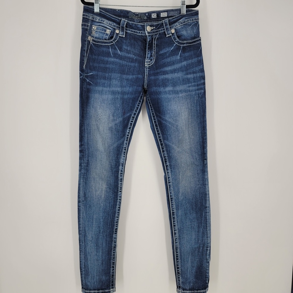 Miss Me Mid Rise Sequin Pocket Skinny Jeans Sz 30
